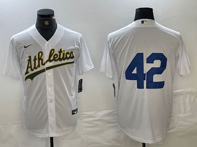 Men Oakland Athletics 42 No Name White 2024 Nike Game MLB Jersey